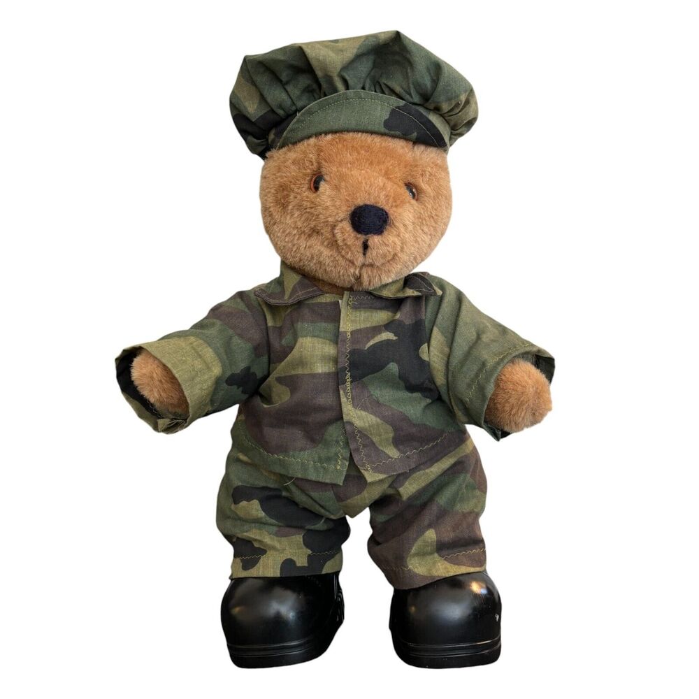 VTG DAKIN Jointed Teddy Bear 1984 Camouflage Army Military Uniform Combat Boots